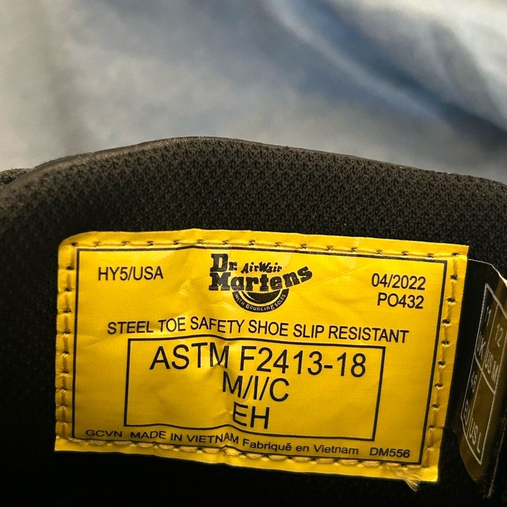 Dr. Martens Air Wair Soft Steel Toe Safety Shoes Men's Size 12 Black Slip Resist - Picture 6 of 11
